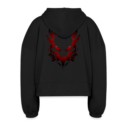 Sanguinary Savant Women’s Half Zip Cropped Hoodie - black