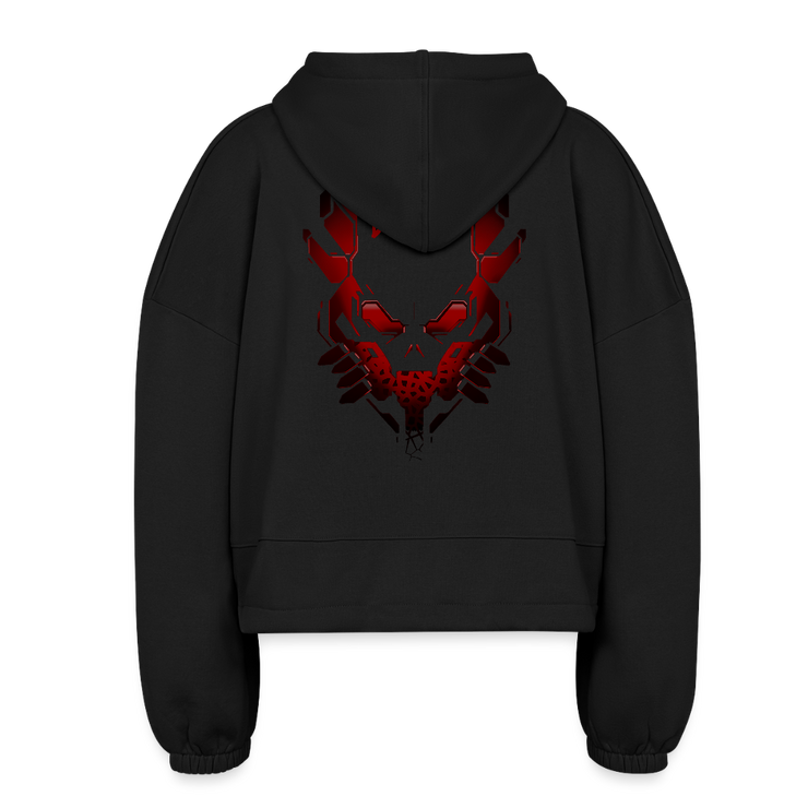 Sanguinary Savant Women’s Half Zip Cropped Hoodie - black