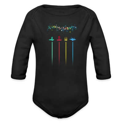 Noel Ships Long Sleeve Baby Bodysuit - black