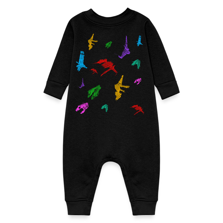 Colorful Ships Baby Fleece One Piece - black