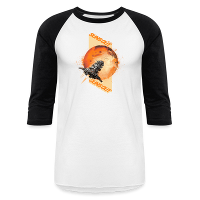 Sun's Out, Gun's Out Unisex Baseball T-Shirt Retro Logo - white/black