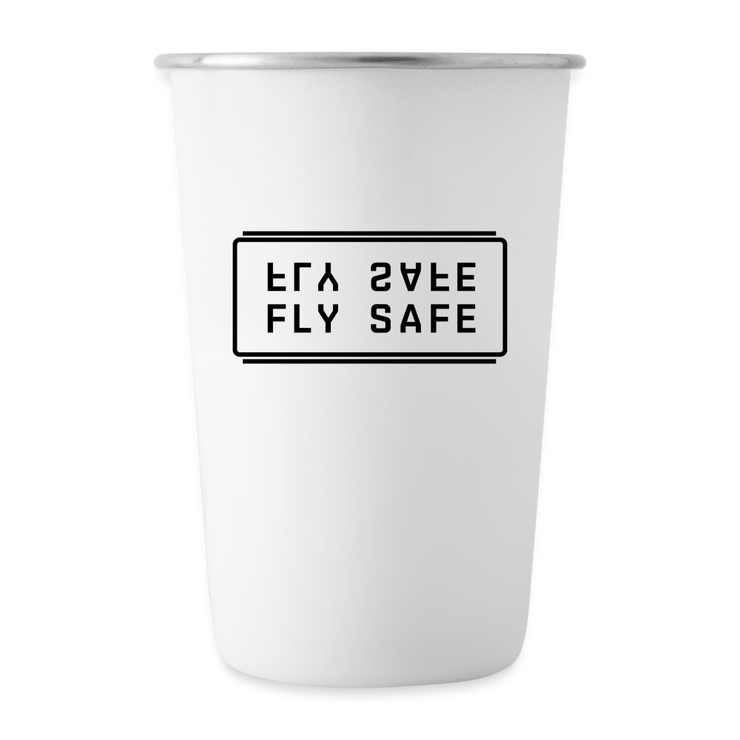 Fly Safe Stainless Steel Pint Cup - white
